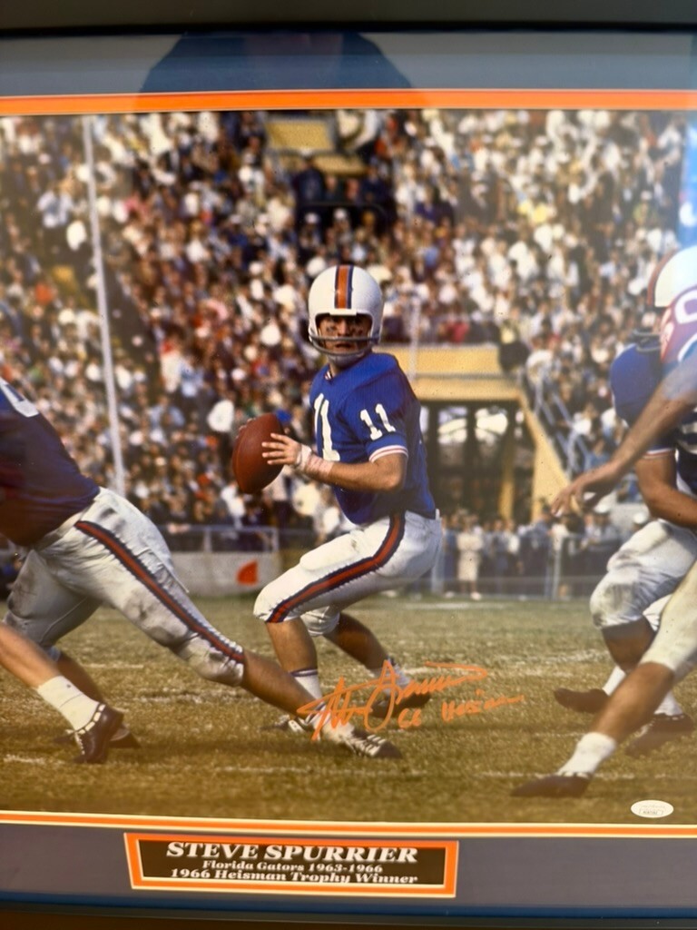 Steve Spurrier Signed Framed 16x20 Photo Florida Gators 66 Heisman JSA 27x23