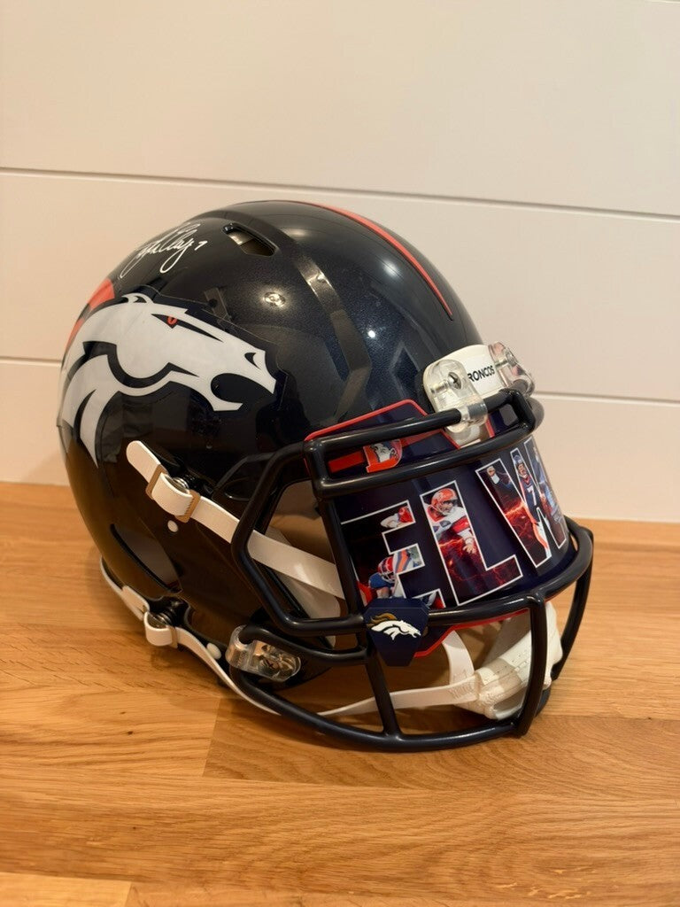 John Elway Signed Broncos Authentic Full Size Speed Helmet Beckett Custom Visor