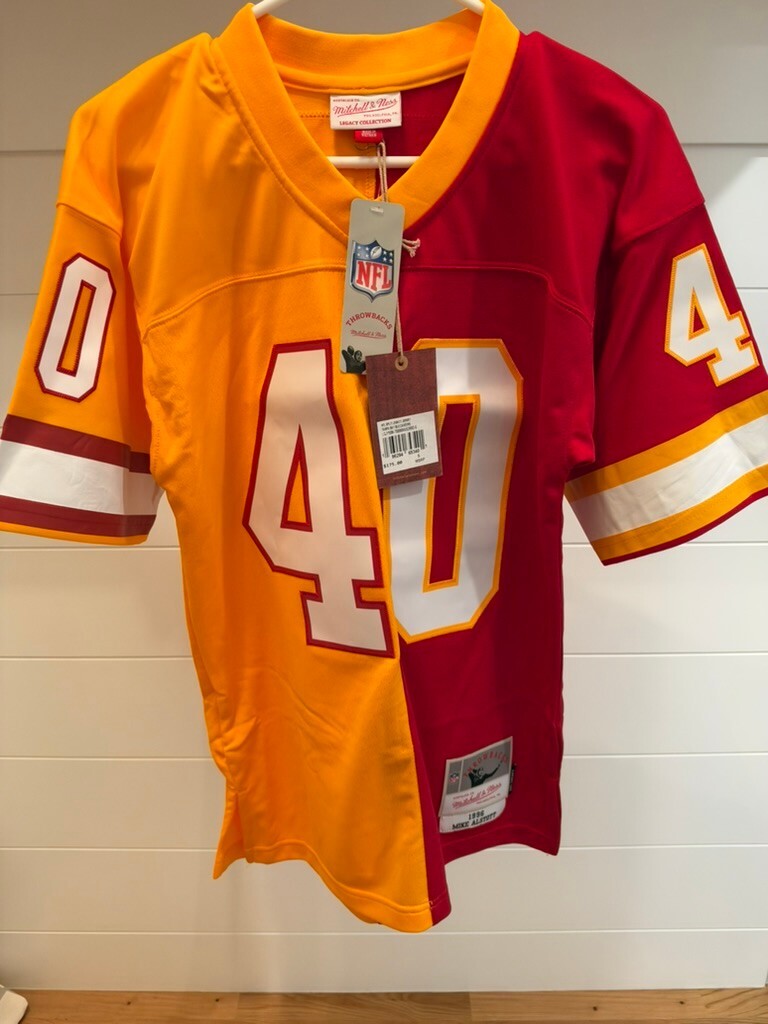 Mike Alstott Buccaneers Mitchell & Ness Split Legacy Jersey Small 36 Orange Red