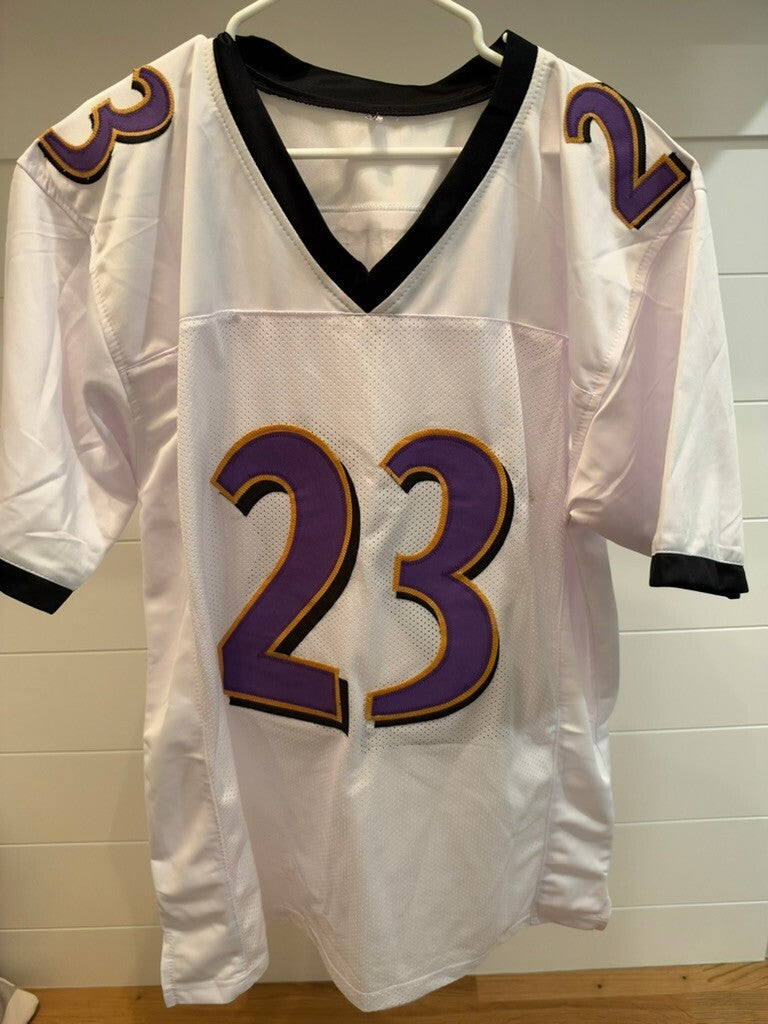 Willis McGahee Signed Baltimore Ravens #23 White Custom Jersey Beckett