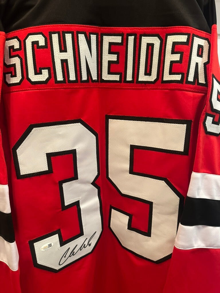 Cory Schneider Signed New Jersey Devils Red Custom Jersey #35 XL JSA