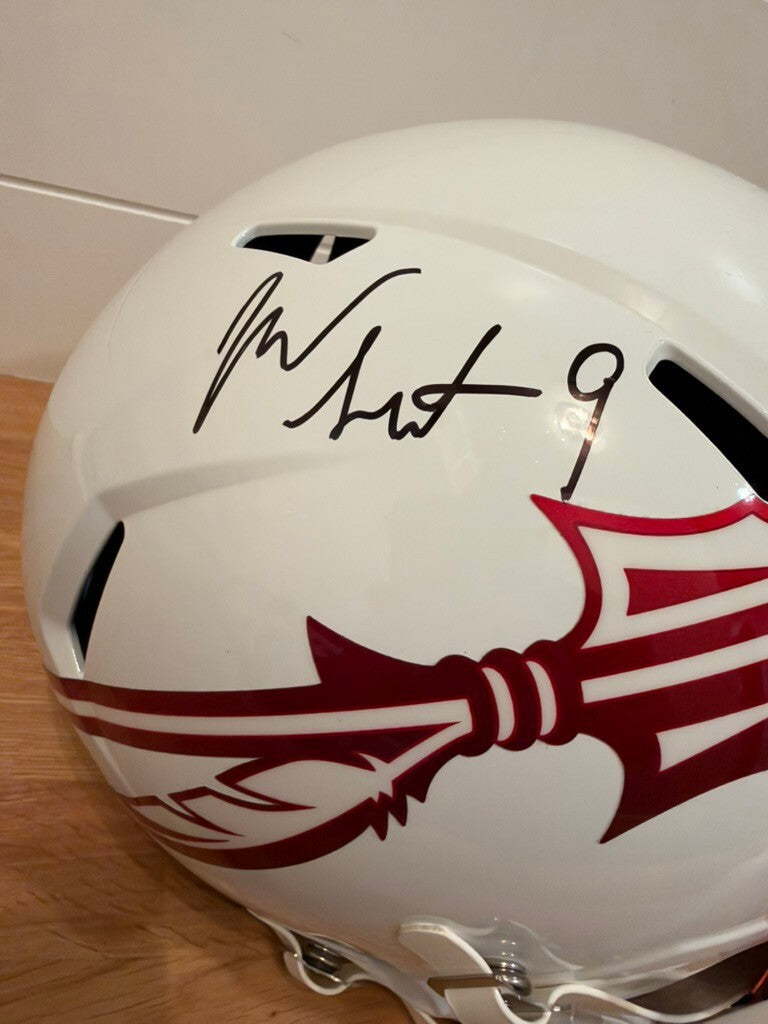 Josh Sweat Signed FSU Full Size Speed Replica Helmet Beckett BAS Red Visor
