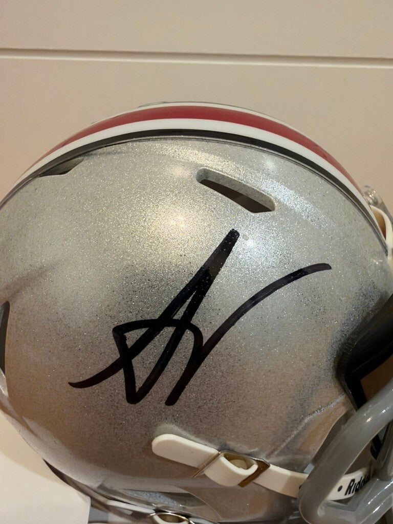 Arvell Reese Signed Ohio State Buckeyes Mini Helmet Black Visor JSA COA