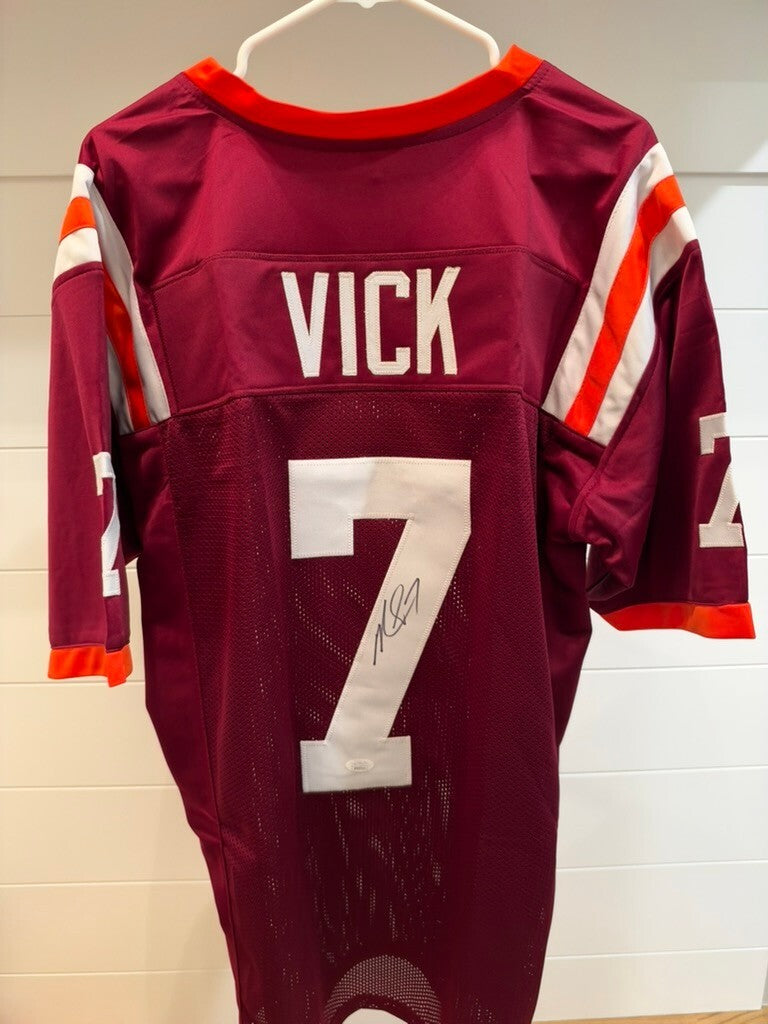 Michael Vick Signed Virginia Tech Hokies #7 Maroon Custom Jersey JSA COA