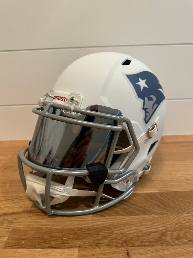 Christian Gonzalez Signed Patriots Lunar Full Size Speed Replica Helmet Beckett