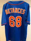 Dellin Betances Signed New York Mets Blue #68 Baseball Jersey Leaf Witnessed