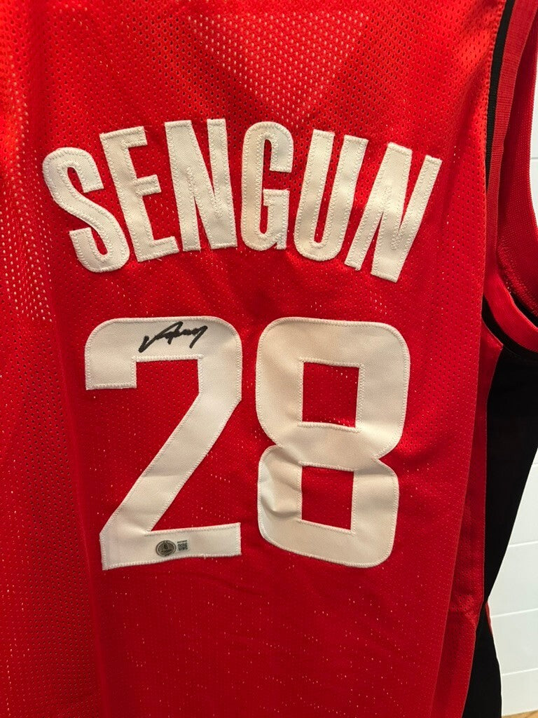 Autographed Alperen Sengun Houston Rockets #28 Basketball Jersey with Beckett CO