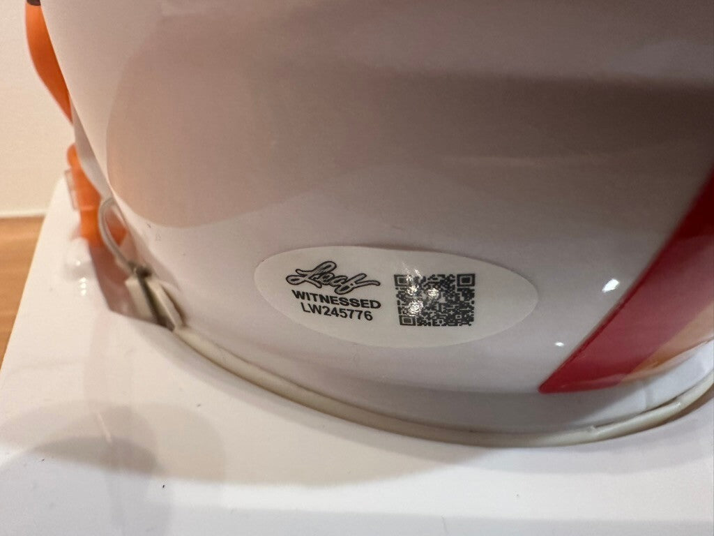 LeGarrette Blount Signed Buccaneers Throwback Mini Helmet Leaf Custom Visor