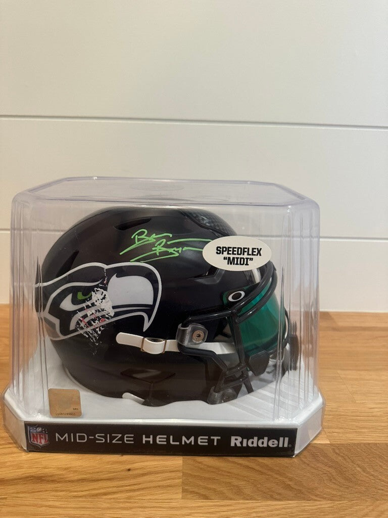 Brian Bosworth Signed Seahawks SpeedFlex MIDI Helmet Beckett Teal Visor