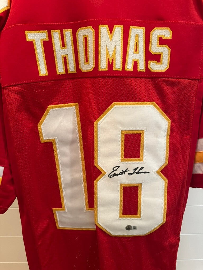 Emmitt Thomas Signed Kansas City Chiefs Red Custom #18 Jersey Beckett