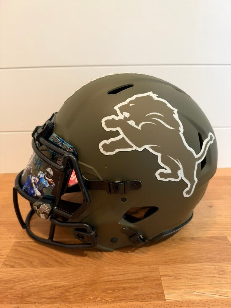 Calvin Johnson Signed Lions STS Authentic Speed Helmet Beckett Visor