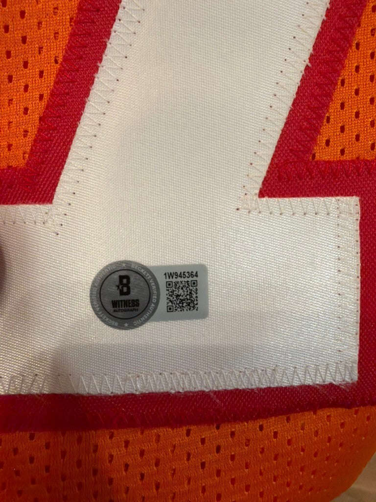 Bucky Irving Signed Tampa Bay Buccaneers #7 Orange Jersey Beckett Witnessed