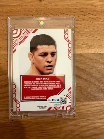 Nick Diaz Signed Collectors Fantasy Card Red Ink Auto JSA MMA UFC With Holder