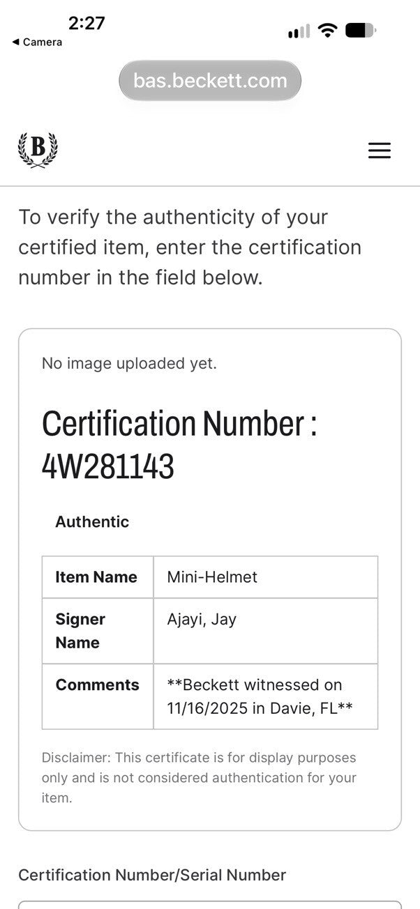 Jay Ajayi Signed Miami Dolphins Throwback Mini Helmet Beckett Witness Autograph