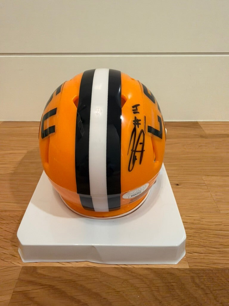 Trey'Dez Green Signed LSU Tigers Speed Mini Helmet Purple Visor JSA COA