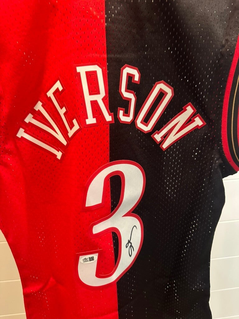 Allen Iverson Signed 76ers Mitchell & Ness Split Swingman Jersey Small JSA