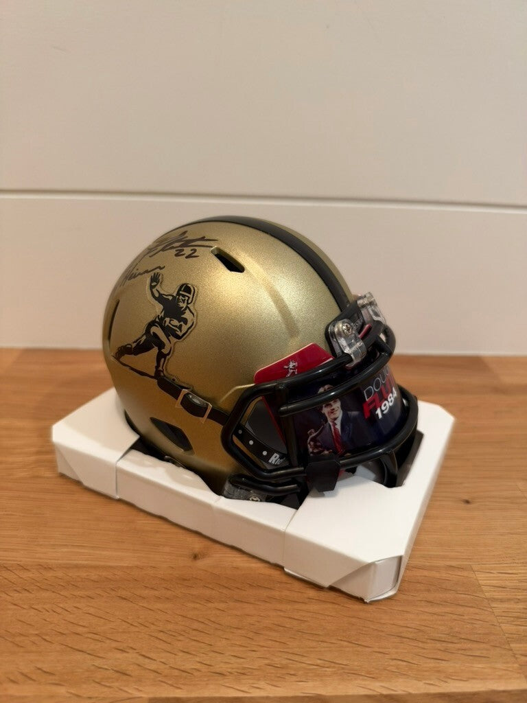 Doug Flutie Signed Gold Heisman Speed Mini Helmet 84 Heisman Custom Visor JSA