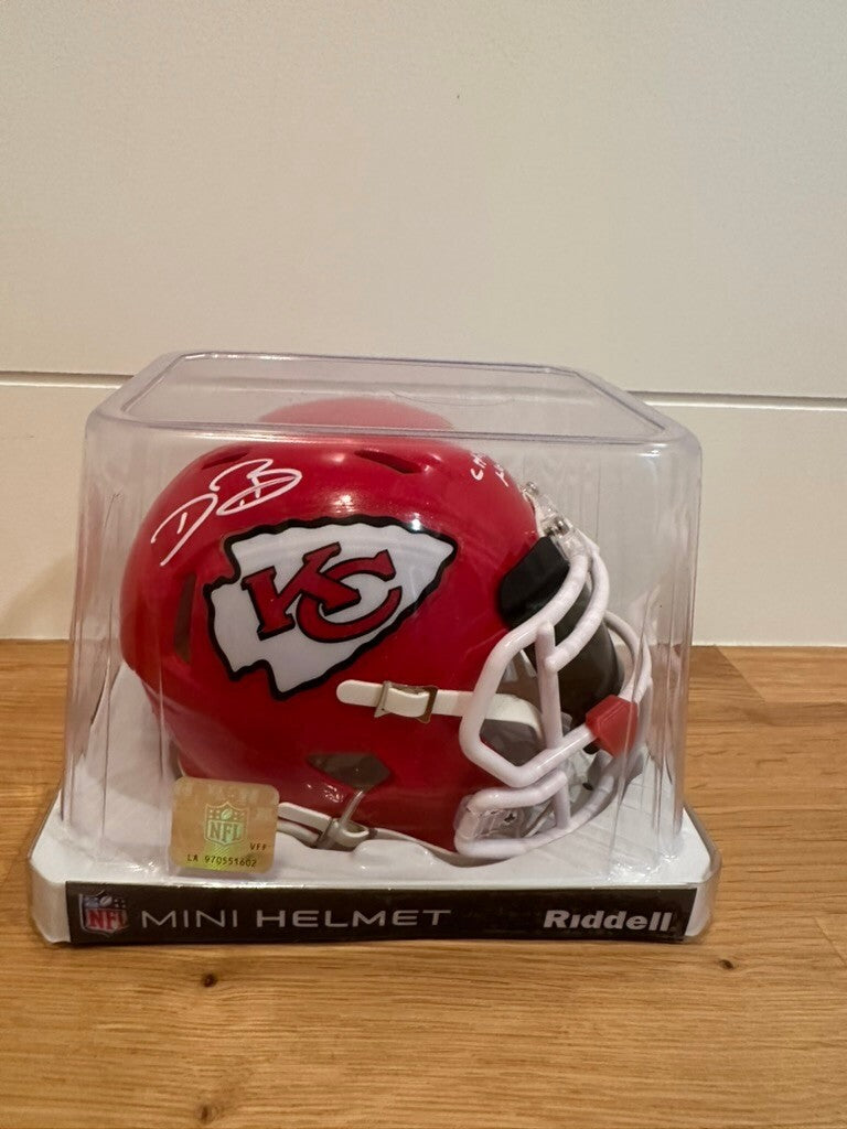 Dwayne Bowe Signed Chiefs Mini Helmet Chiefs HOF 24 JSA Custom Visor