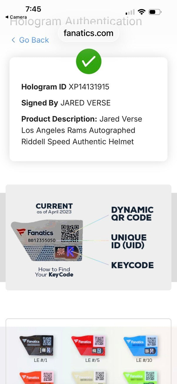 Jared Verse Signed Rams Full Size Speed Authentic Helmet Fanatics Blue Visor
