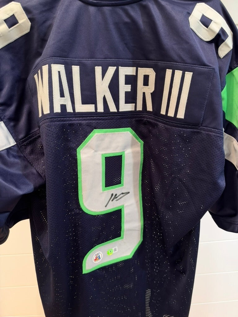 Kenneth Walker III Signed Seattle Seahawks #9 Custom Navy Jersey Beckett