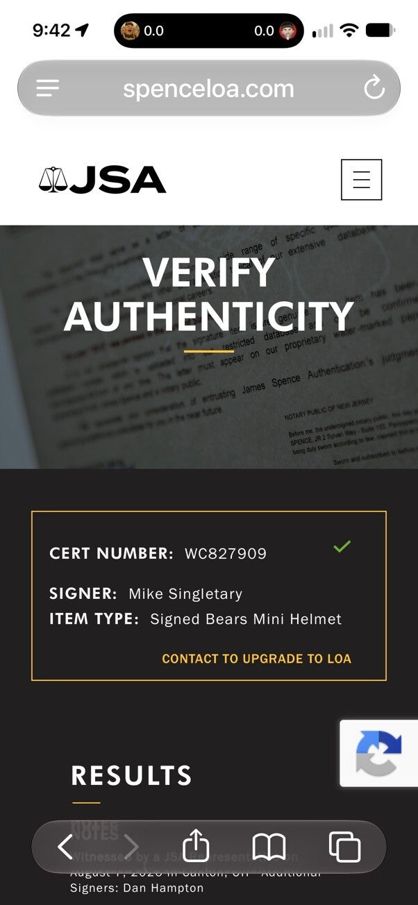 Mike Singletary & Dan Hampton Signed Bears Retro Speed Mini Helmet JSA V