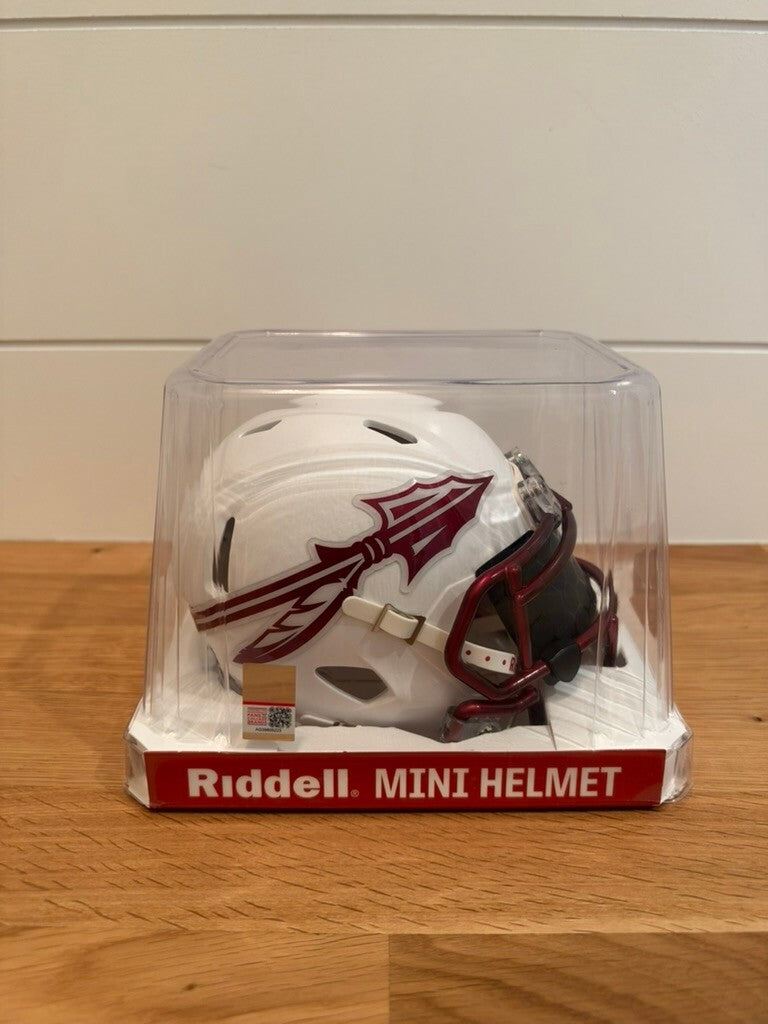 FSU Florida State Seminoles White Riddell Speed Mini Helmet Visor Unsigned