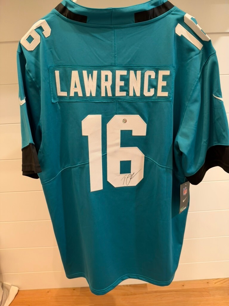 Trevor Lawrence Signed Jaguars #16 Teal Nike Replica Jersey Large Wilder COA