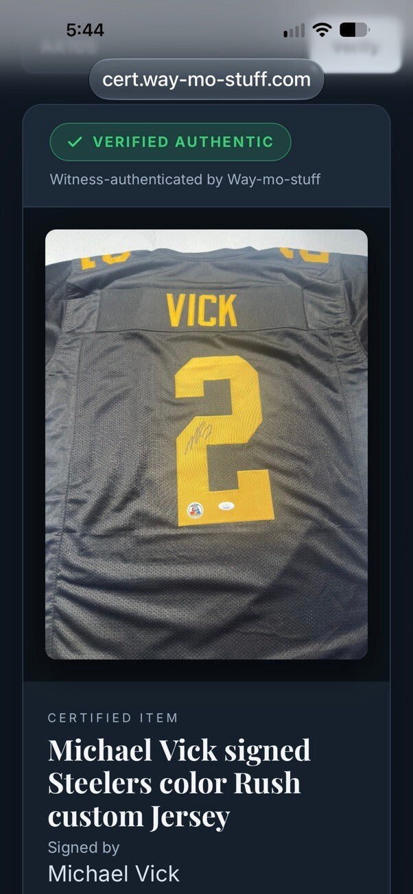 Michael Vick Signed Steelers #2 Color Rush Black Custom Jersey XL JSA