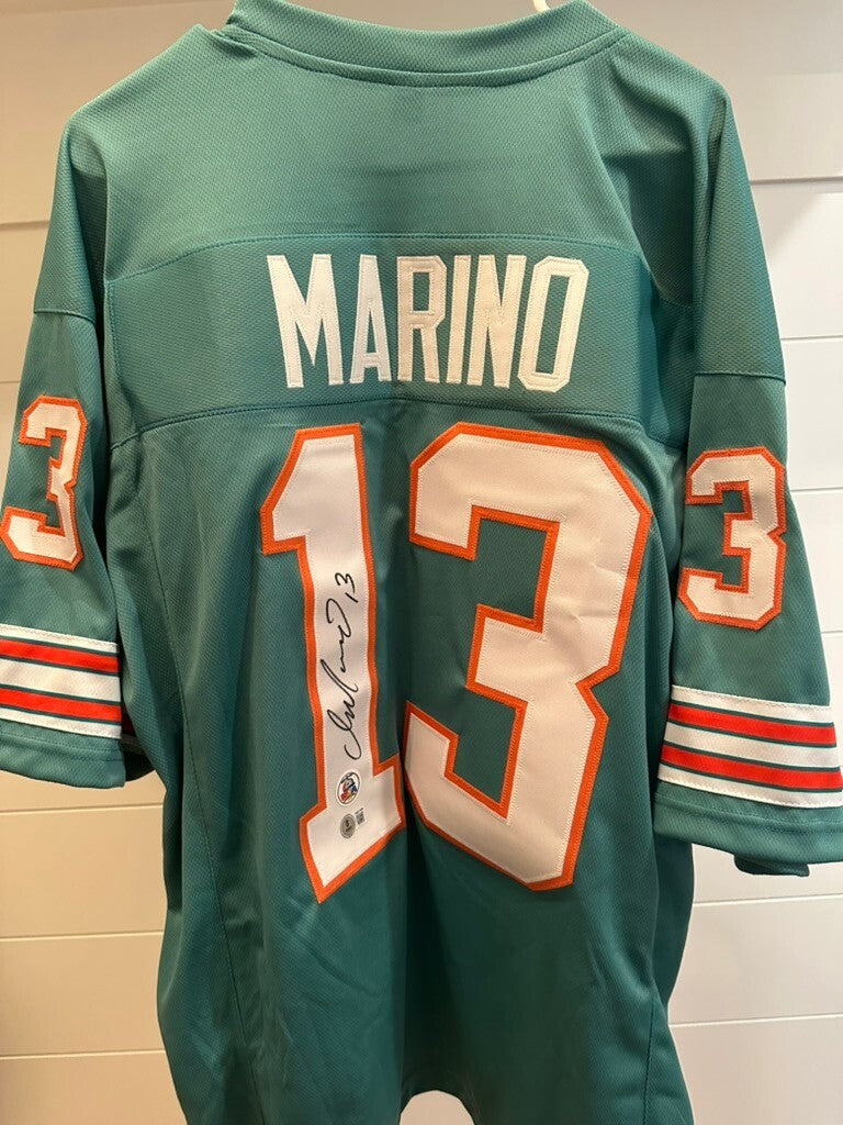 Dan Marino Signed Miami Dolphins #13 Teal Jersey Beckett BAS Witnessed