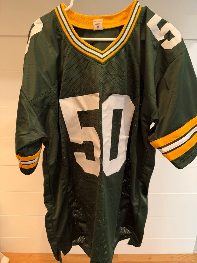 AJ Hawk Signed Green Bay Packers Green Custom Jersey XL #50 Beckett Witnessed