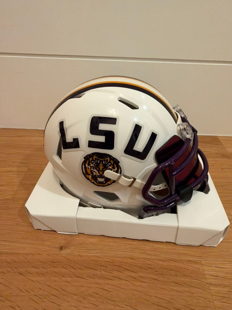 Trey'Dez Green Signed LSU Tigers White Riddell Speed Mini Helmet JSA