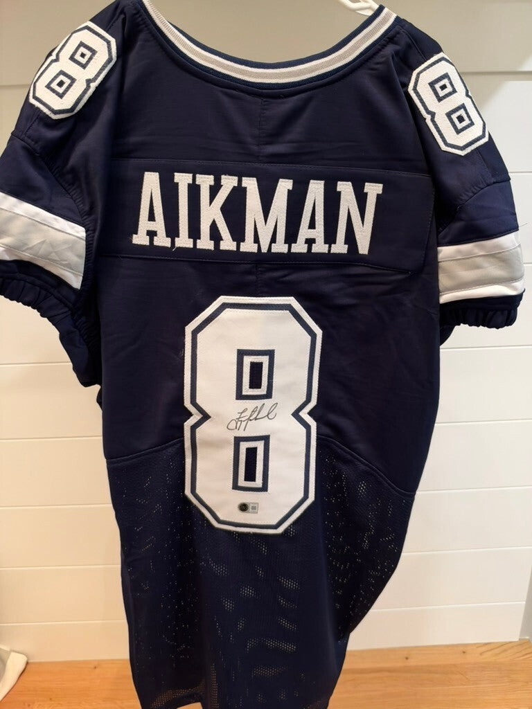 Troy Aikman Signed Dallas Cowboys #8 Navy Custom Football Jersey Beckett