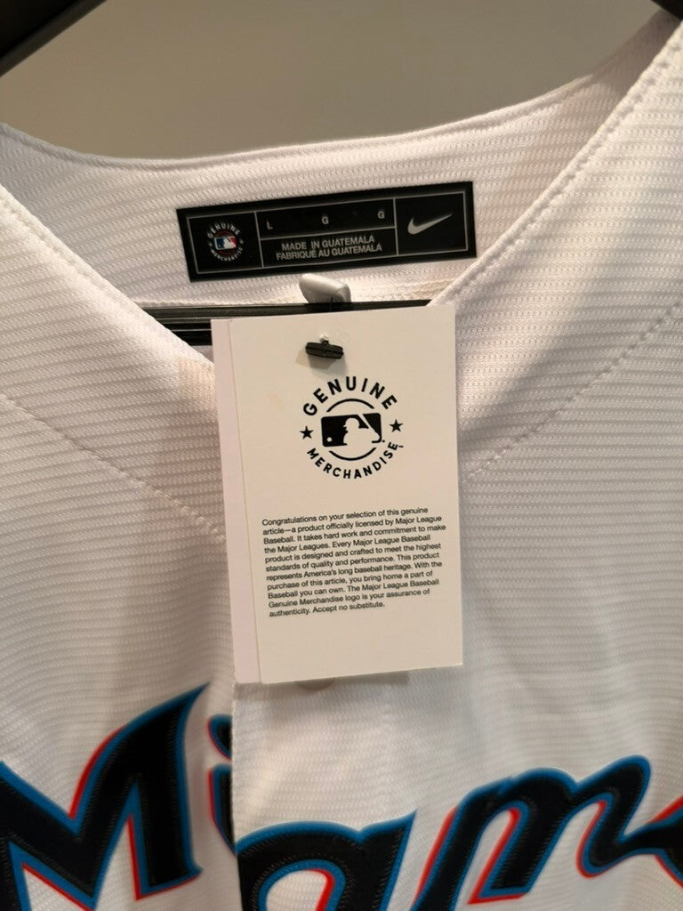 Eury Perez Signed Miami Marlins Nike Replica Jersey White Large Fanatics MLB