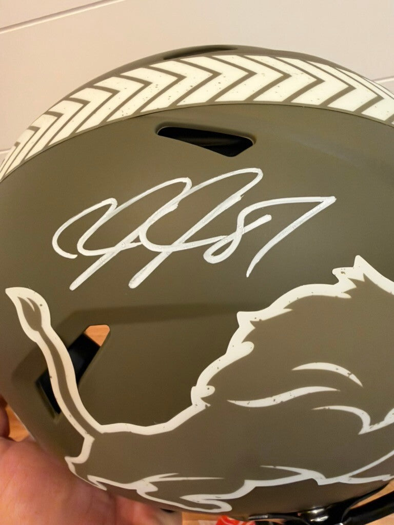 Calvin Johnson Signed Lions STS Authentic Speed Helmet Beckett Visor