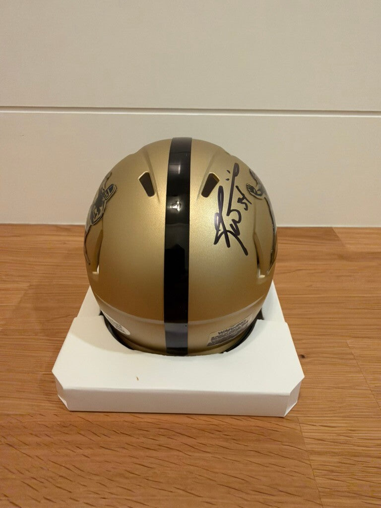 Ricky Williams Signed Gold Heisman Mini Helmet Custom Texas Visor Prime Time