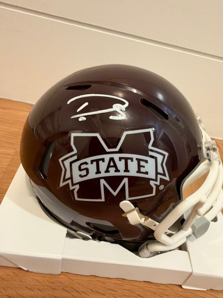 Darius Slay Signed Mississippi State Mini Helmet Beckett Custom Mirrored Visor
