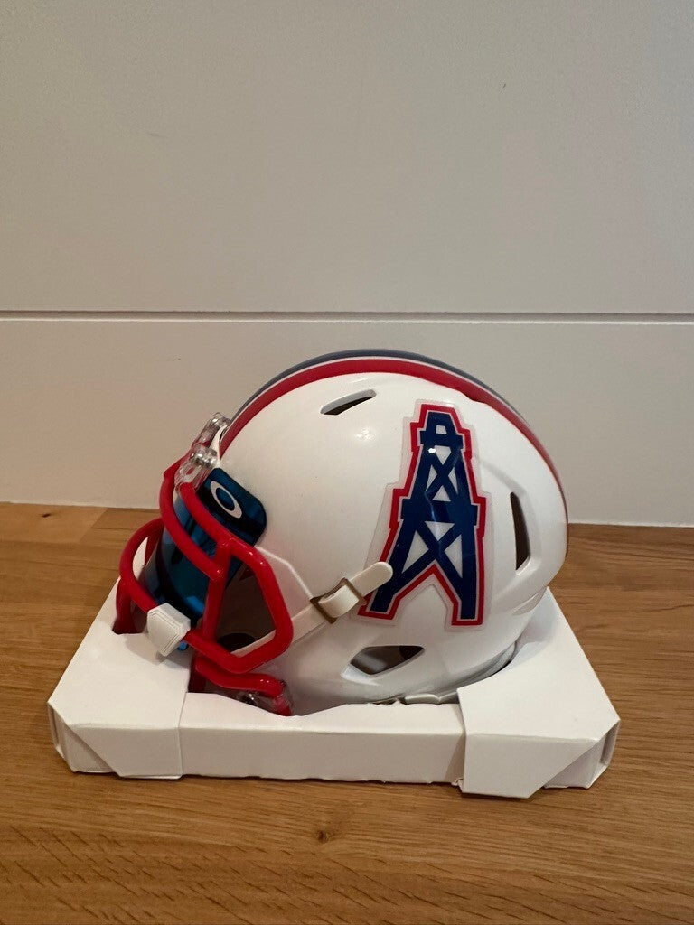Tony Pollard Signed Houston Oilers Riddell Speed Mini Helmet BAS Beckett Visor