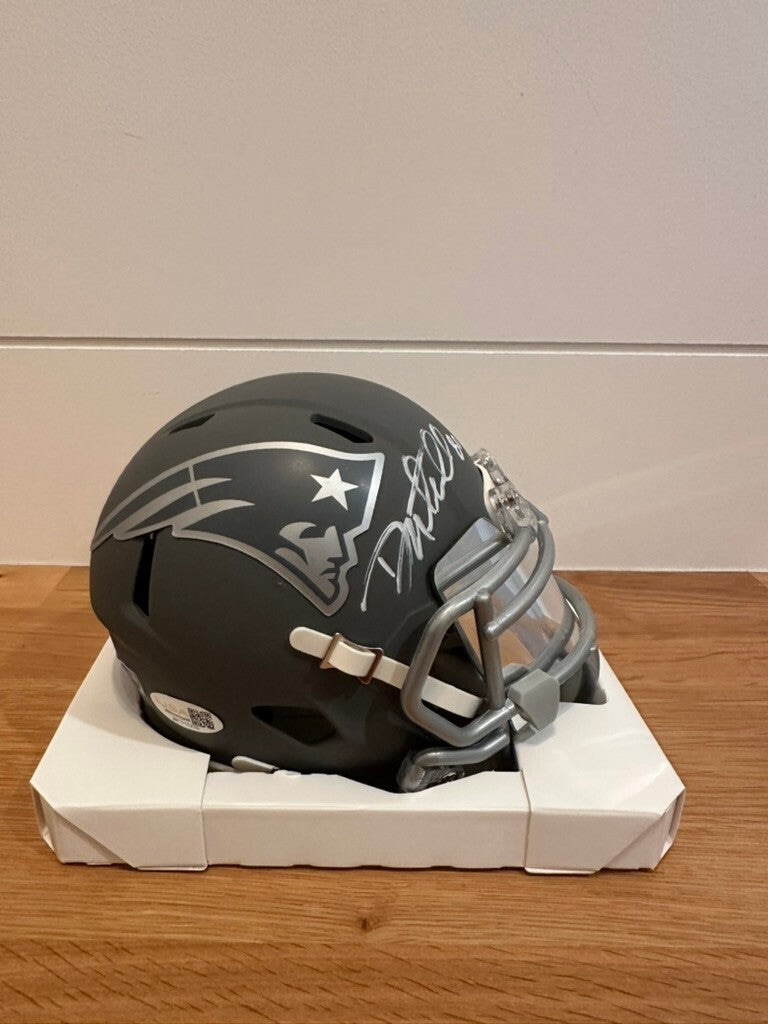 Danny Amendola Signed Patriots Slate Mini Helmet JSA Custom Silver Visor