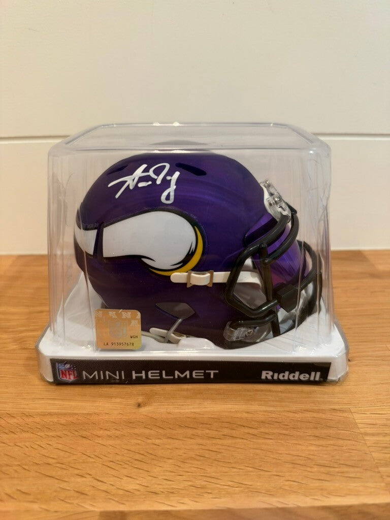 Aaron Jones Signed Minnesota Vikings Speed Mini Helmet TRISTAR COA Purple Visor