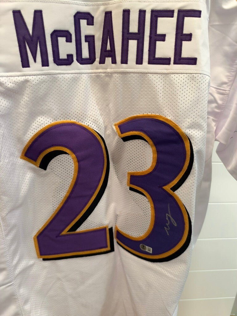 Willis McGahee Signed Baltimore Ravens #23 White Custom Jersey Beckett