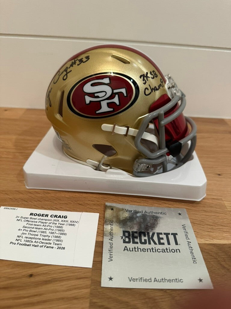 Roger Craig Signed 49ers Riddell Mini Helmet 3x SB Champ BAS HOF 2026