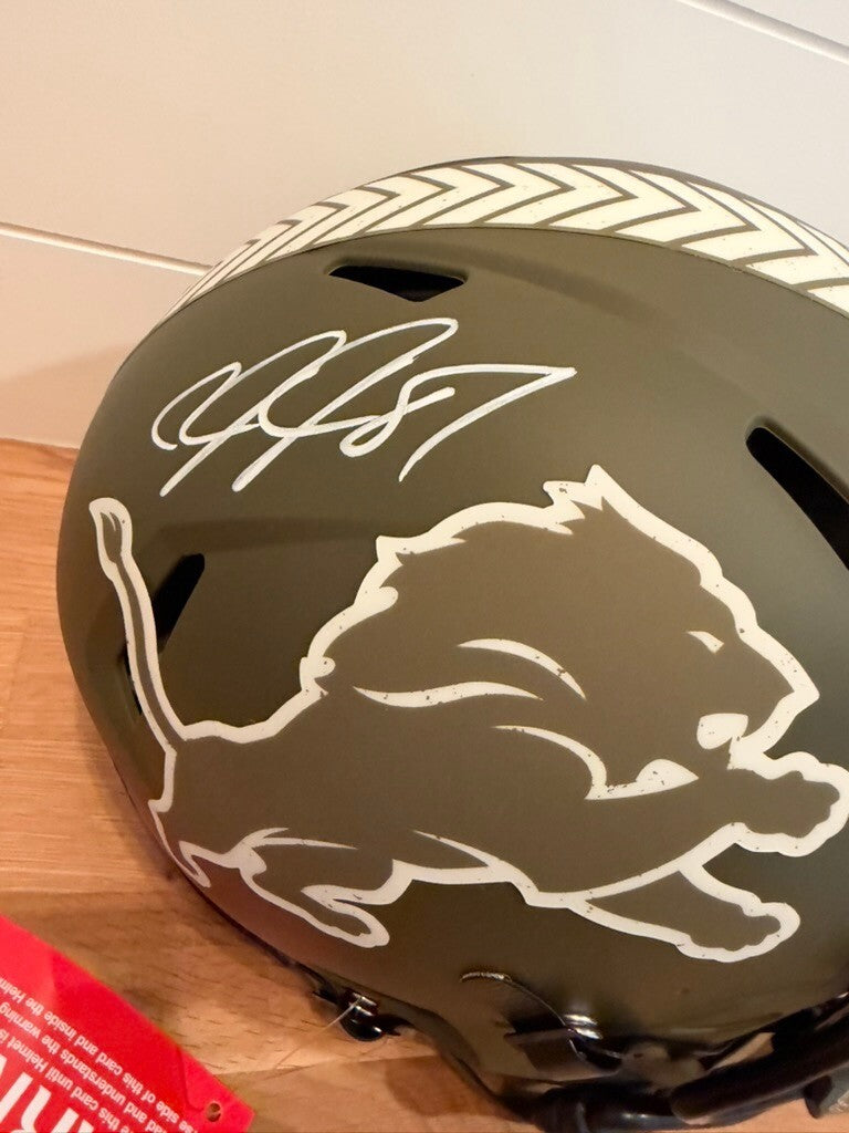 Calvin Johnson Signed Lions STS Authentic Speed Helmet Beckett Visor