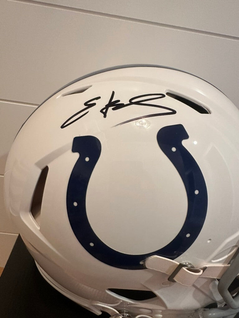 Edgerrin James Signed Colts Full Size Riddell Speed Helmet JSA Custom Visor