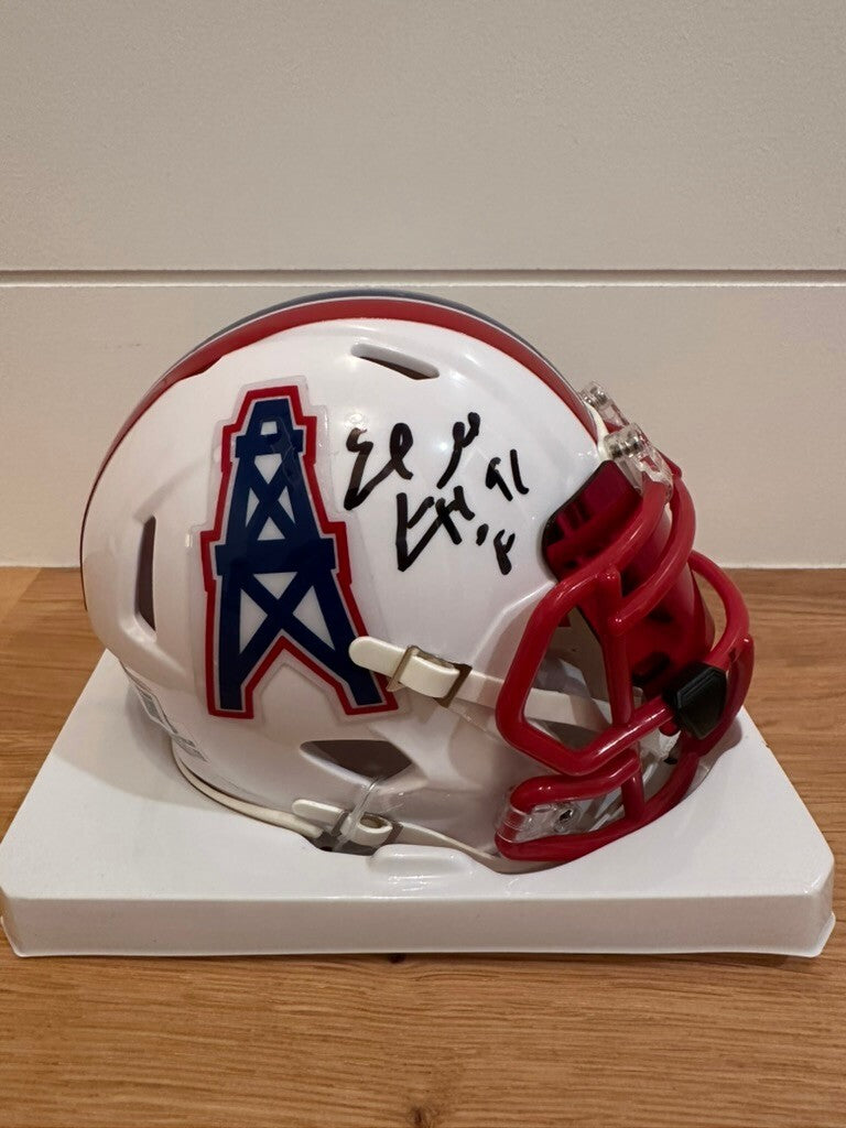 Earl Campbell Signed Houston Oilers Mini Helmet HOF 91 Beckett Witnessed