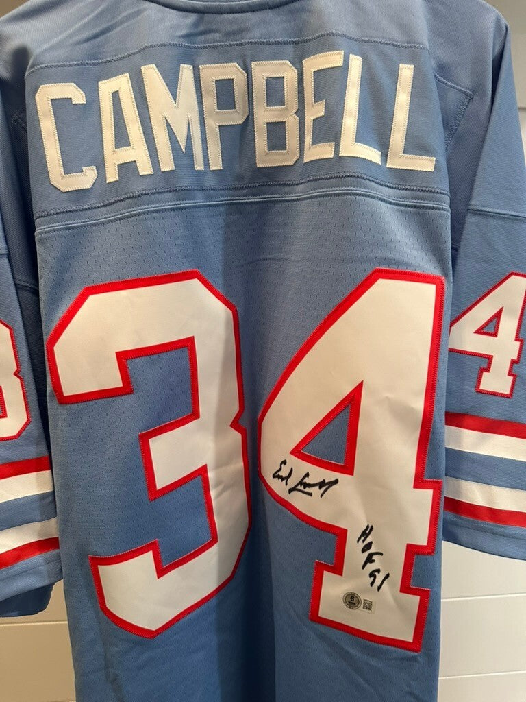 Earl Campbell Signed Oilers Mitchell & Ness Jersey HOF 91 BAS Witnessed NWT 2XL