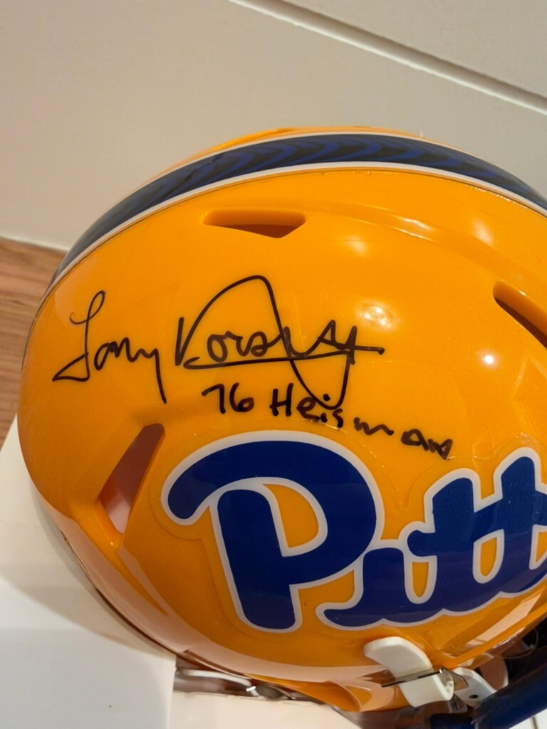Tony Dorsett Signed Pitt Mini Helmet 76 Heisman Blue Visor Beckett