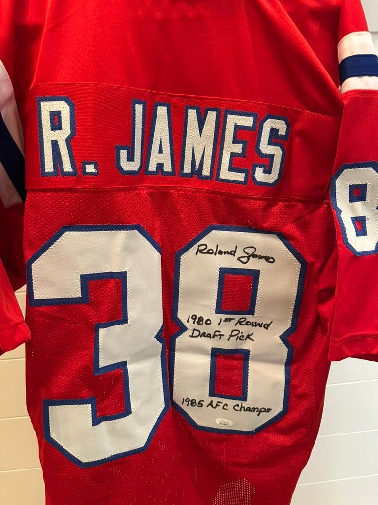 Signed Roland James New England Patriots Jersey #38 with Inscription - Authentic