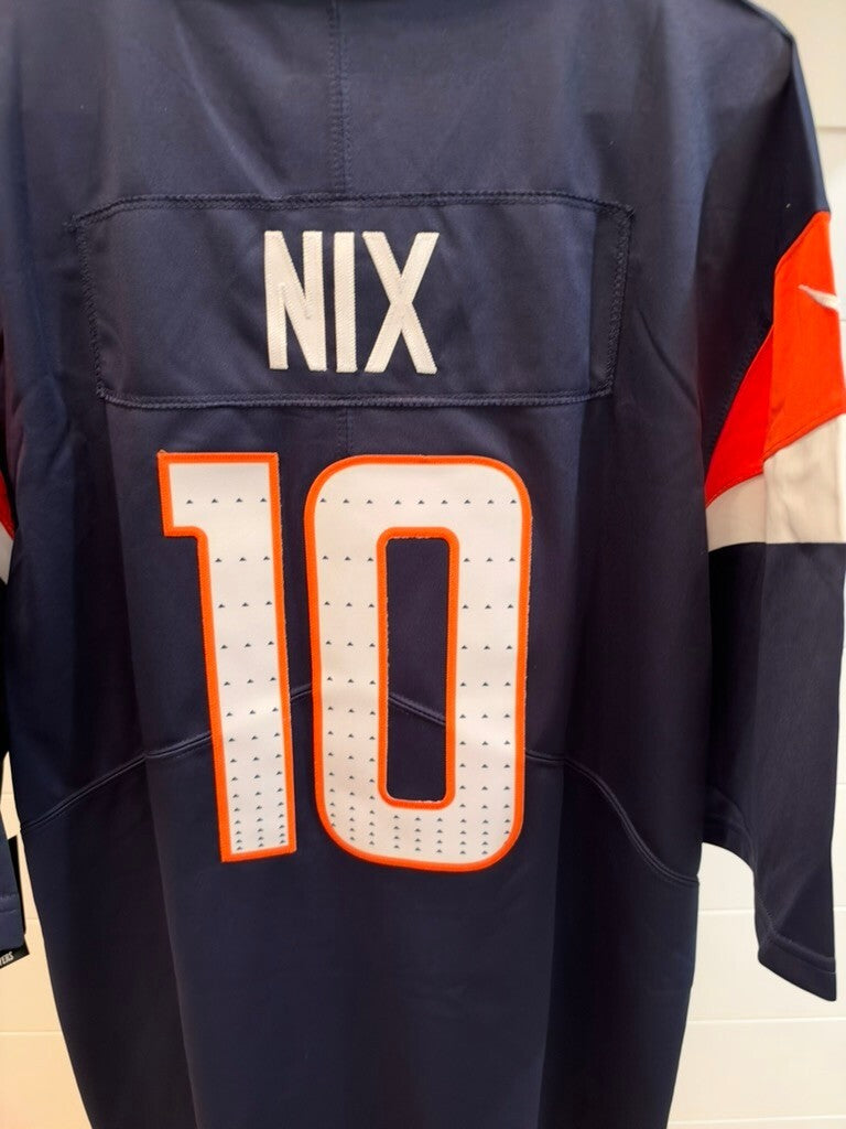 Bo Nix Denver Broncos #10 Navy Football Jersey Size Large Tags Attached Unsigned