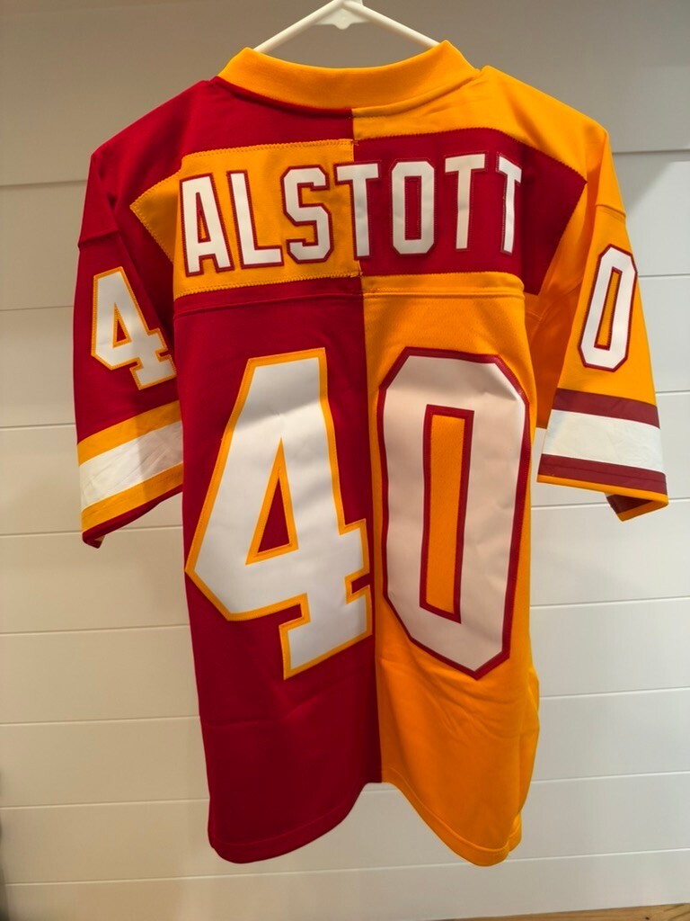 Mike Alstott Buccaneers Mitchell & Ness Split Legacy Jersey Small 36 Orange Red