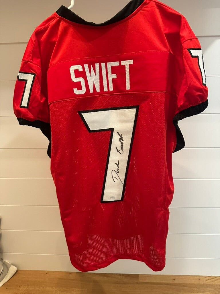 Signed D'Andre Swift #7 Red Football Jersey with JSA Authentication